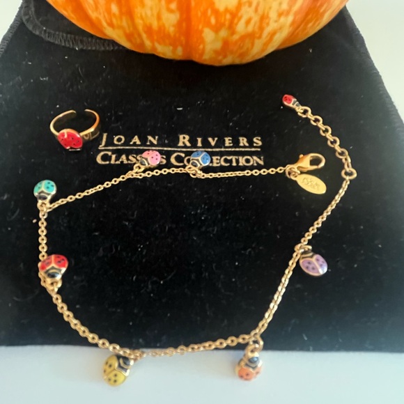 Joan Rivers Gold ANKLET with Adorable Ladybug charms and matching Toe ring . - Picture 1 of 9